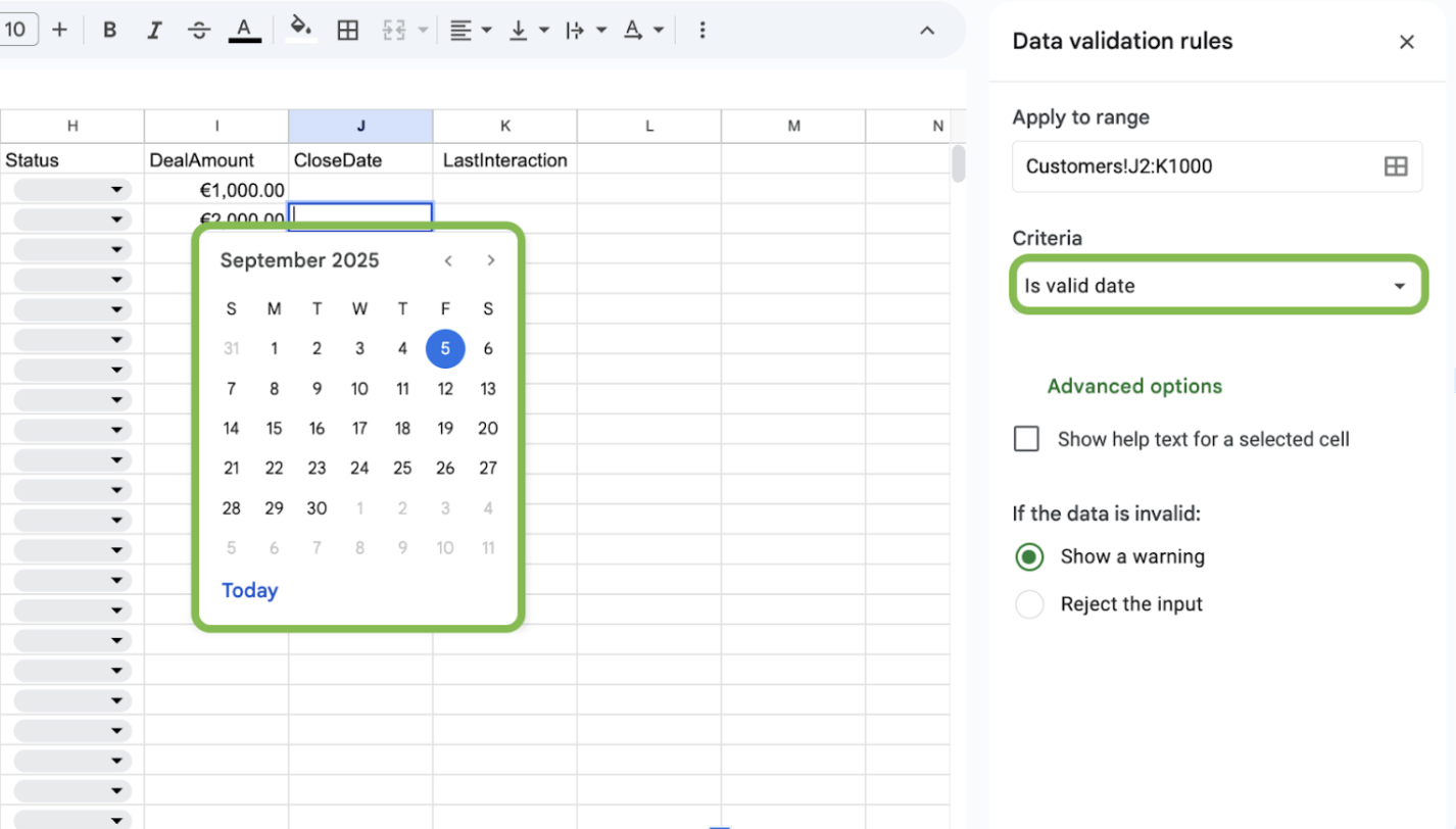 Another spreadsheet example