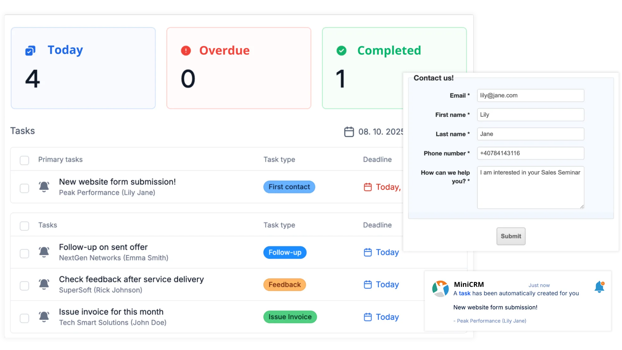 MiniCRM - CRM tool for small and medium businesses